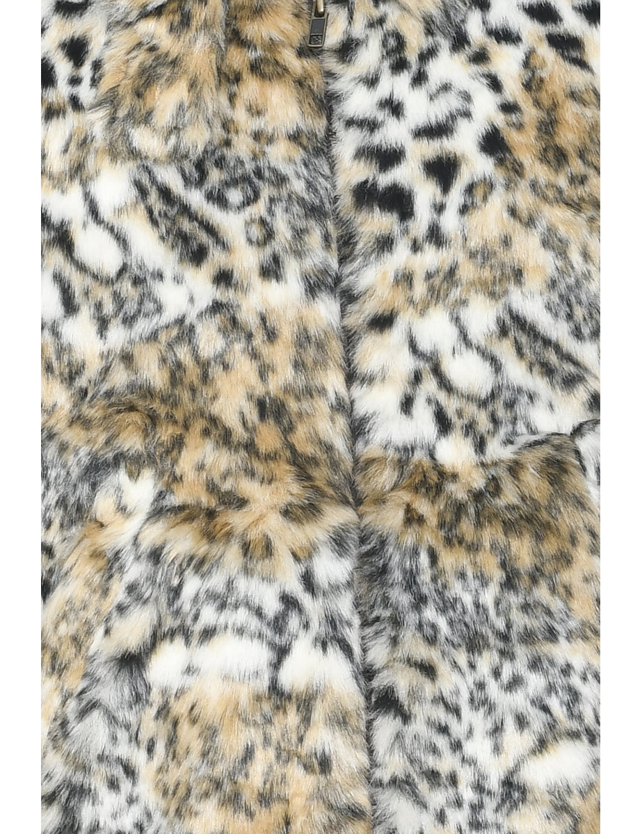 Leopard Print Faux Fur Jacket - L