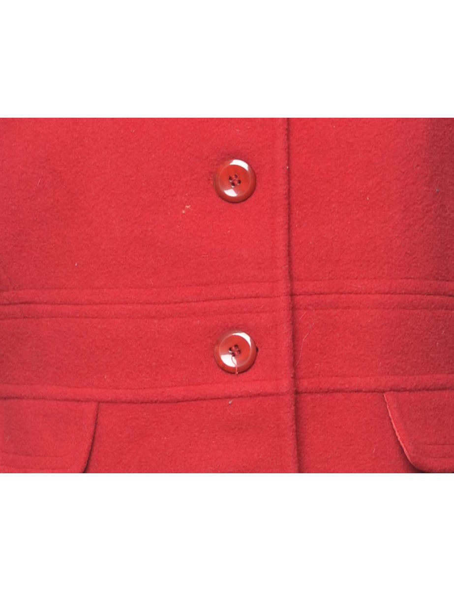 Red Classic Wool Coat - L