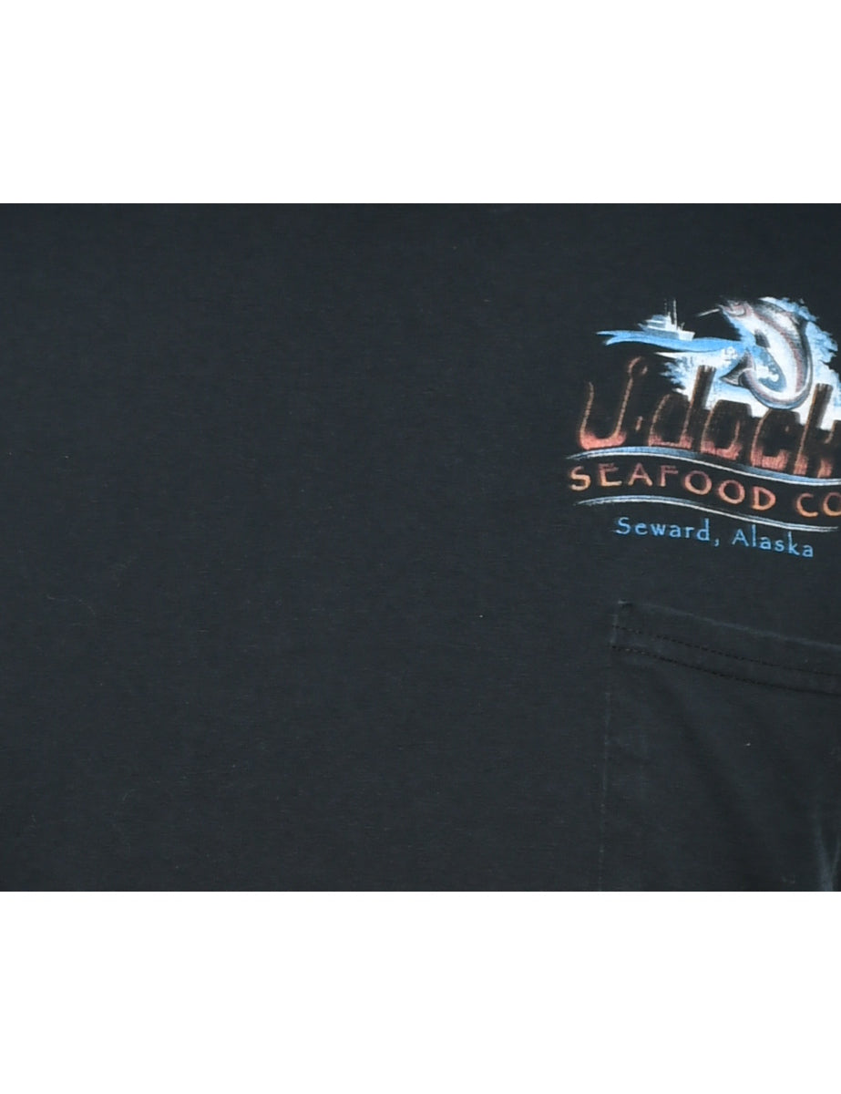Black Printed T-shirt - M