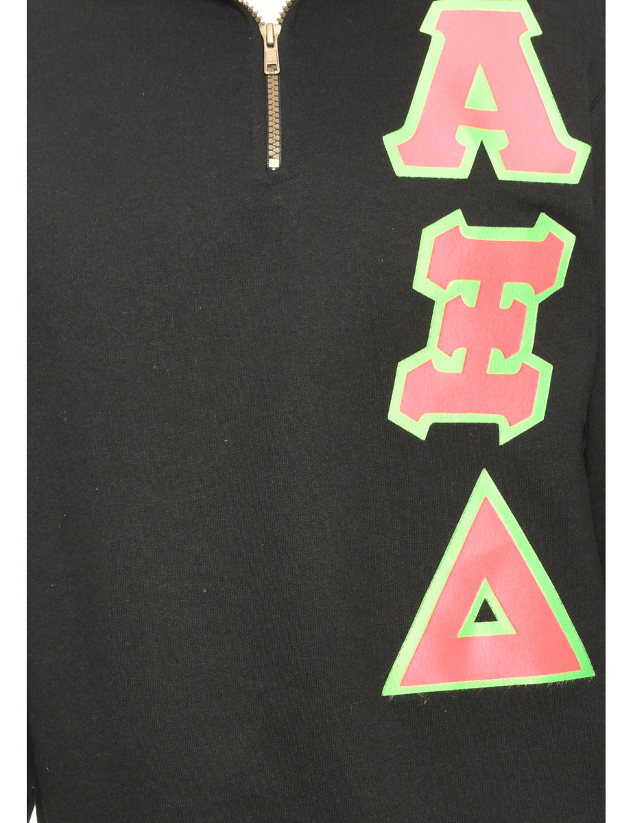 Quarter Zip Printed Sweatshirt - L