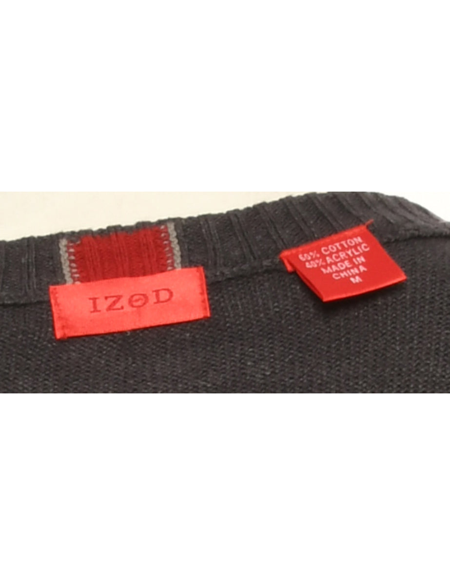 Dark Grey Izod Patterned Knit Jumper - M