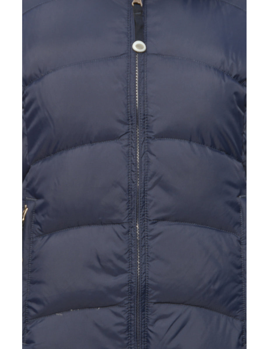 Navy Zip-Front Puffer Jacket - XS