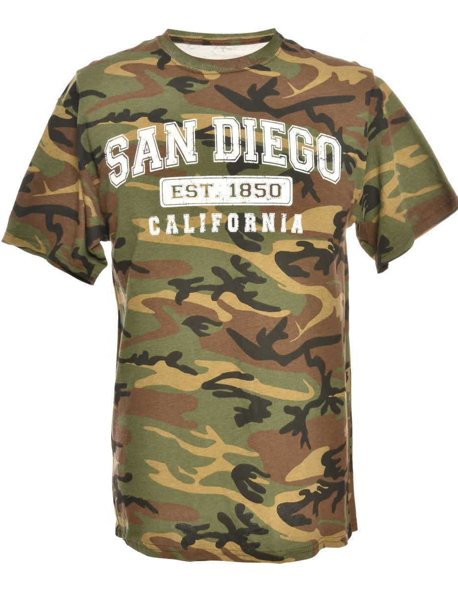 Camouflage Print Printed T-shirt - L
