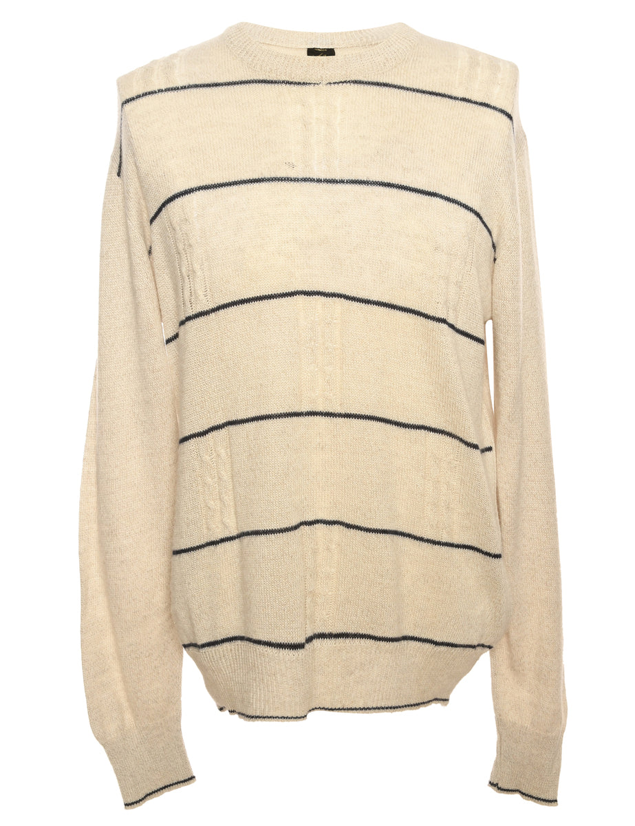 Off-White & Black Striped Knit Jumper  - M