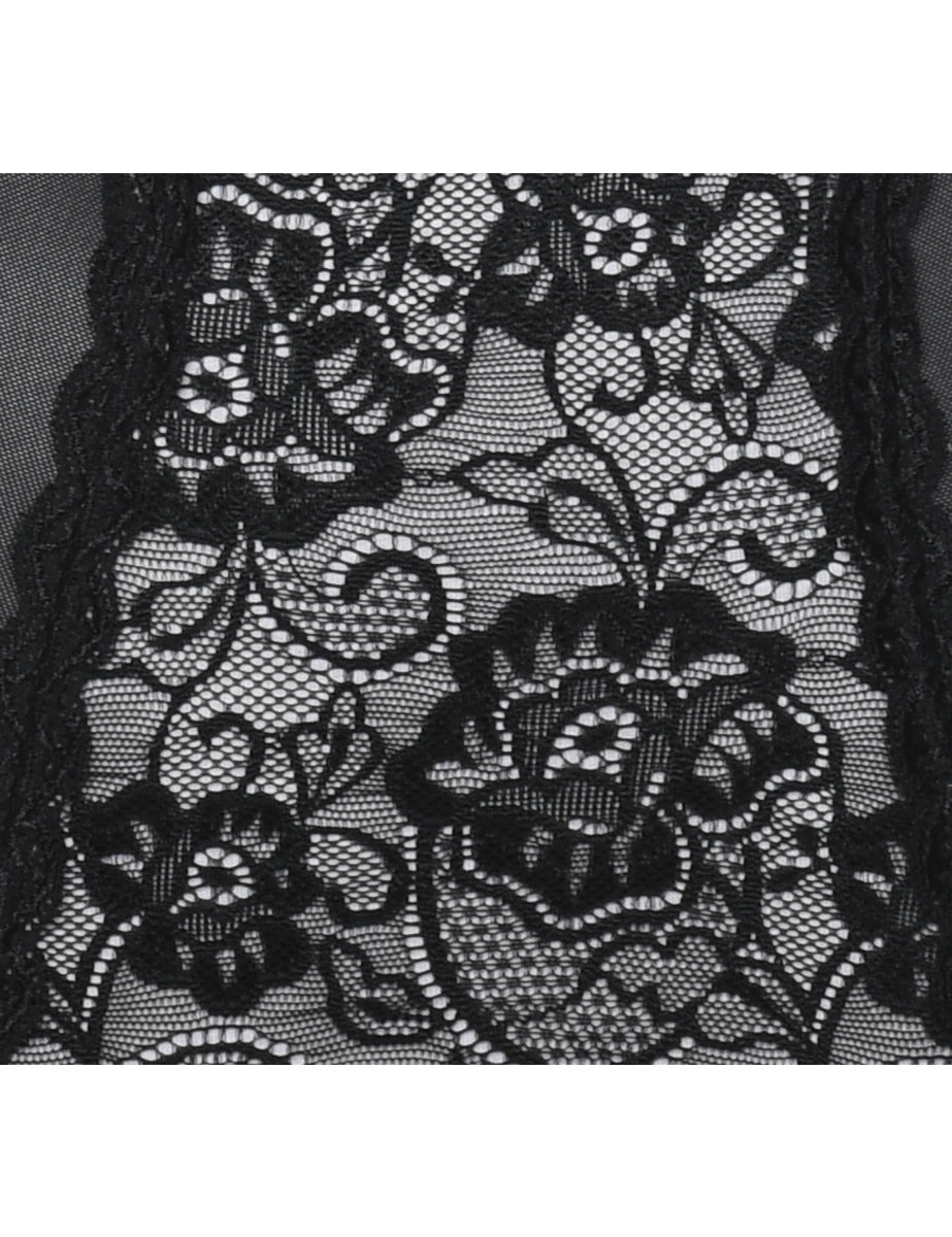 Black Classic Lace Boned Slip - M