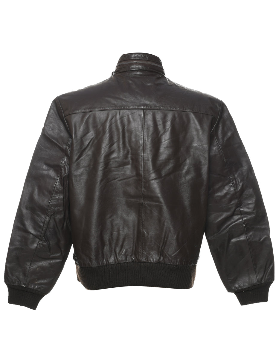 Dark Brown Leather Jacket - XL
