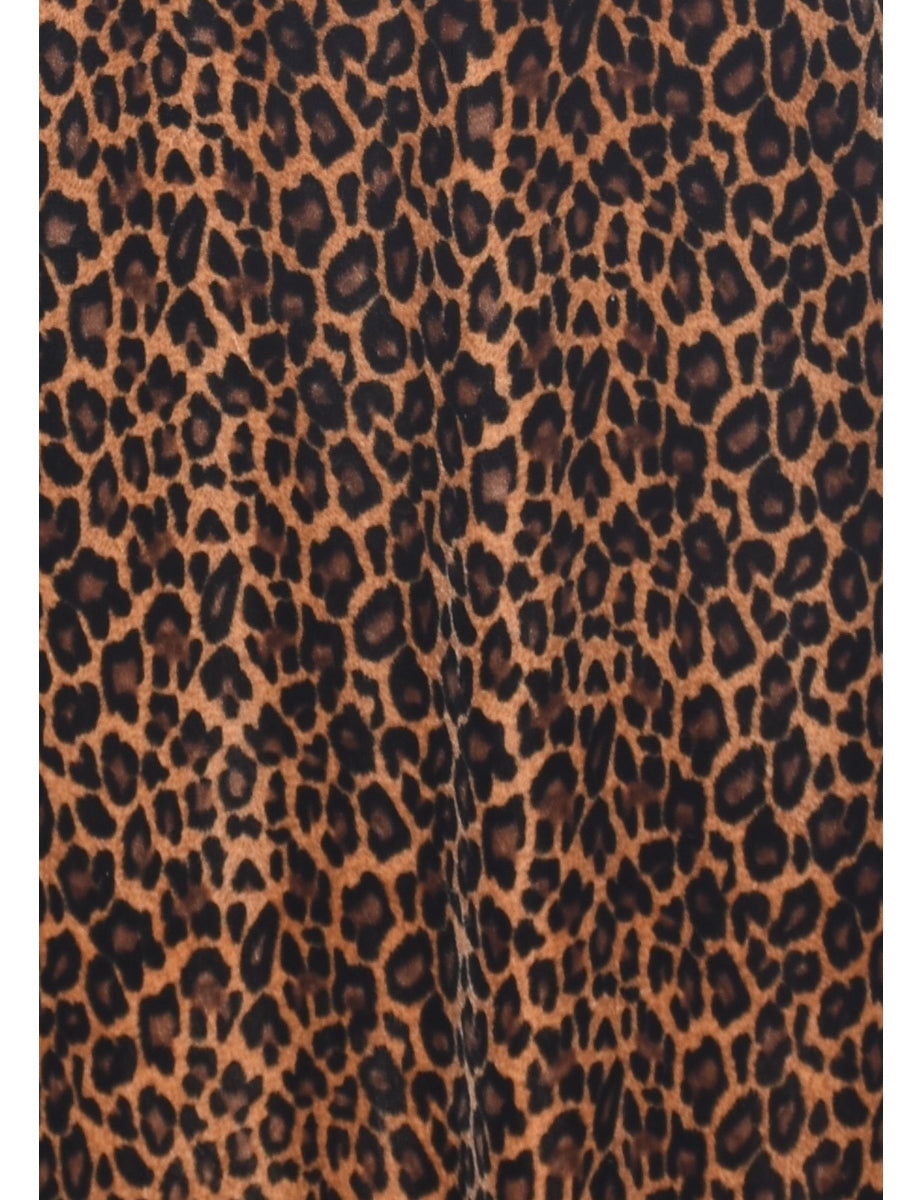 Velvet Leopard Print Evening Dress - S
