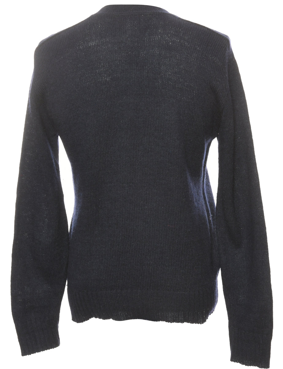 Fine Knit Navy Jumper - L