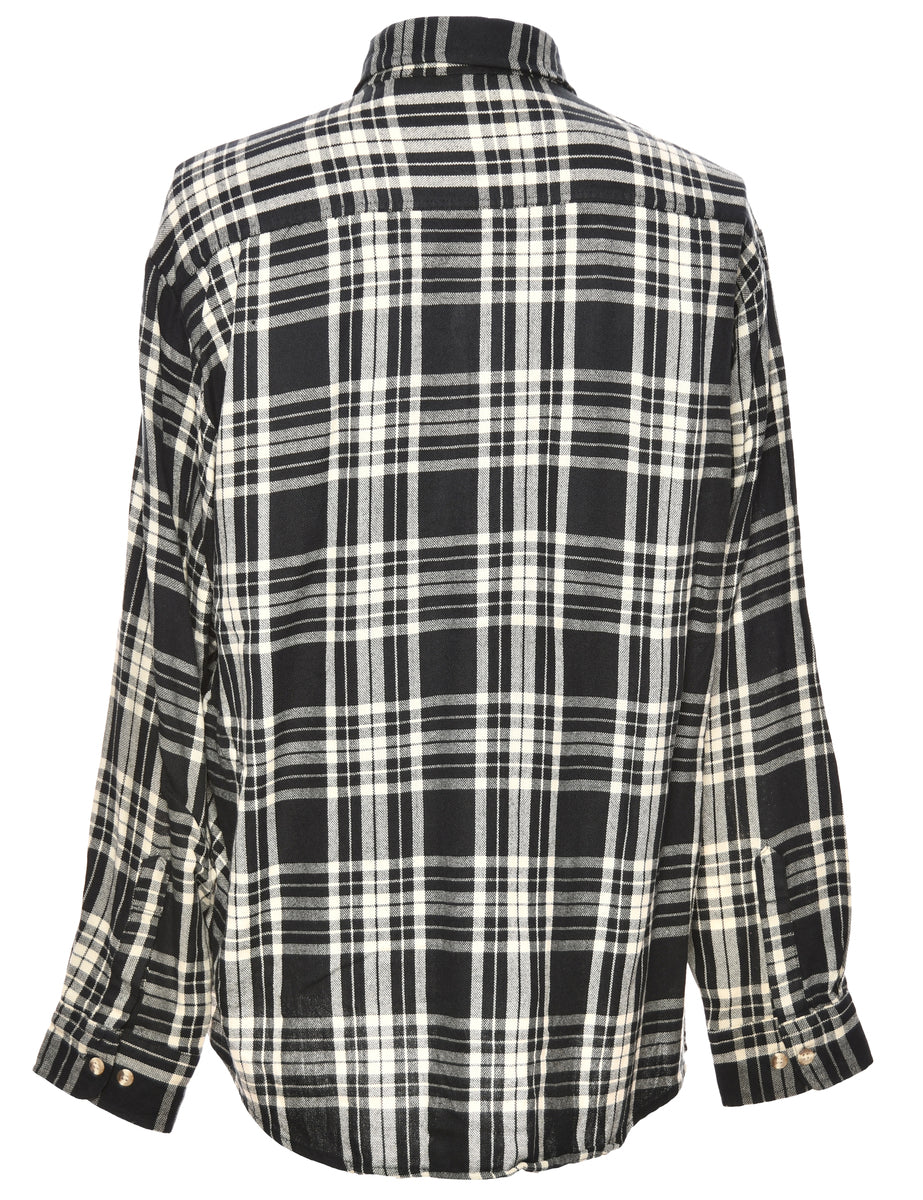 Long Sleeved Black Checked Shirt - L