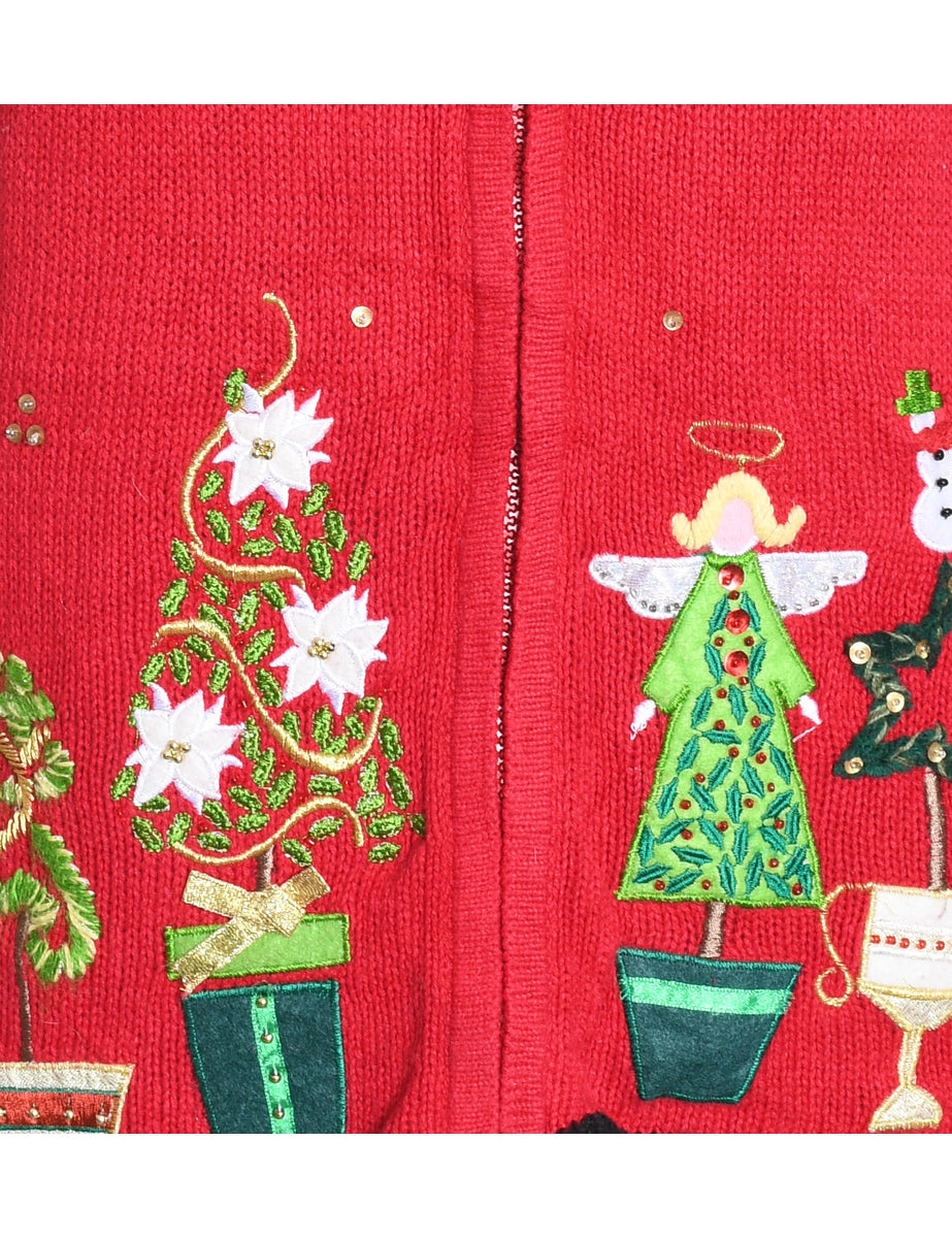 Floral Christmas Cardigan - M