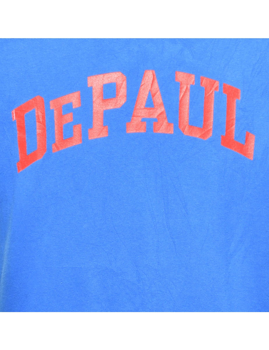 Depaul Printed Blue & Red T-shirt - L