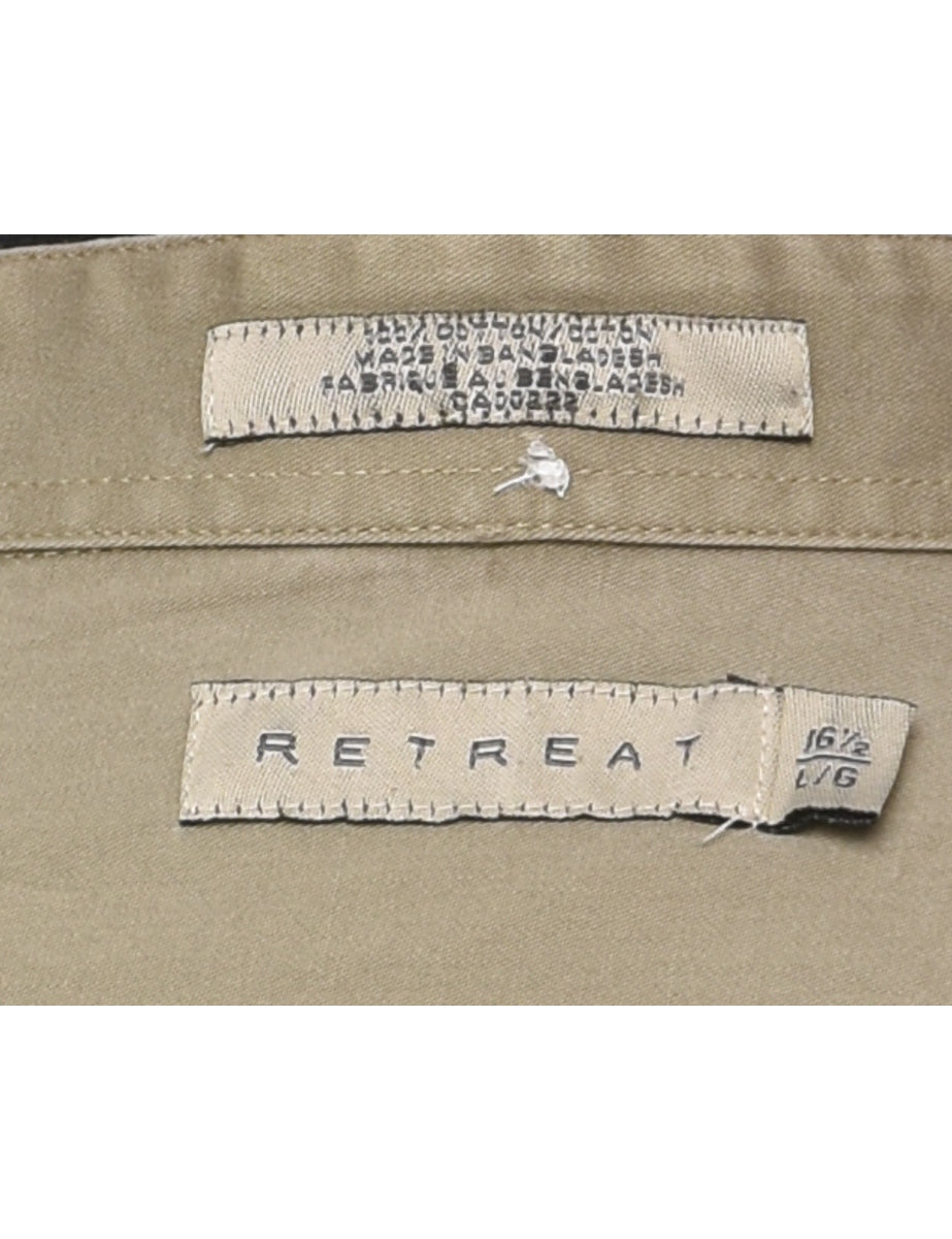 Navy Checked Corduroy Shirt - L