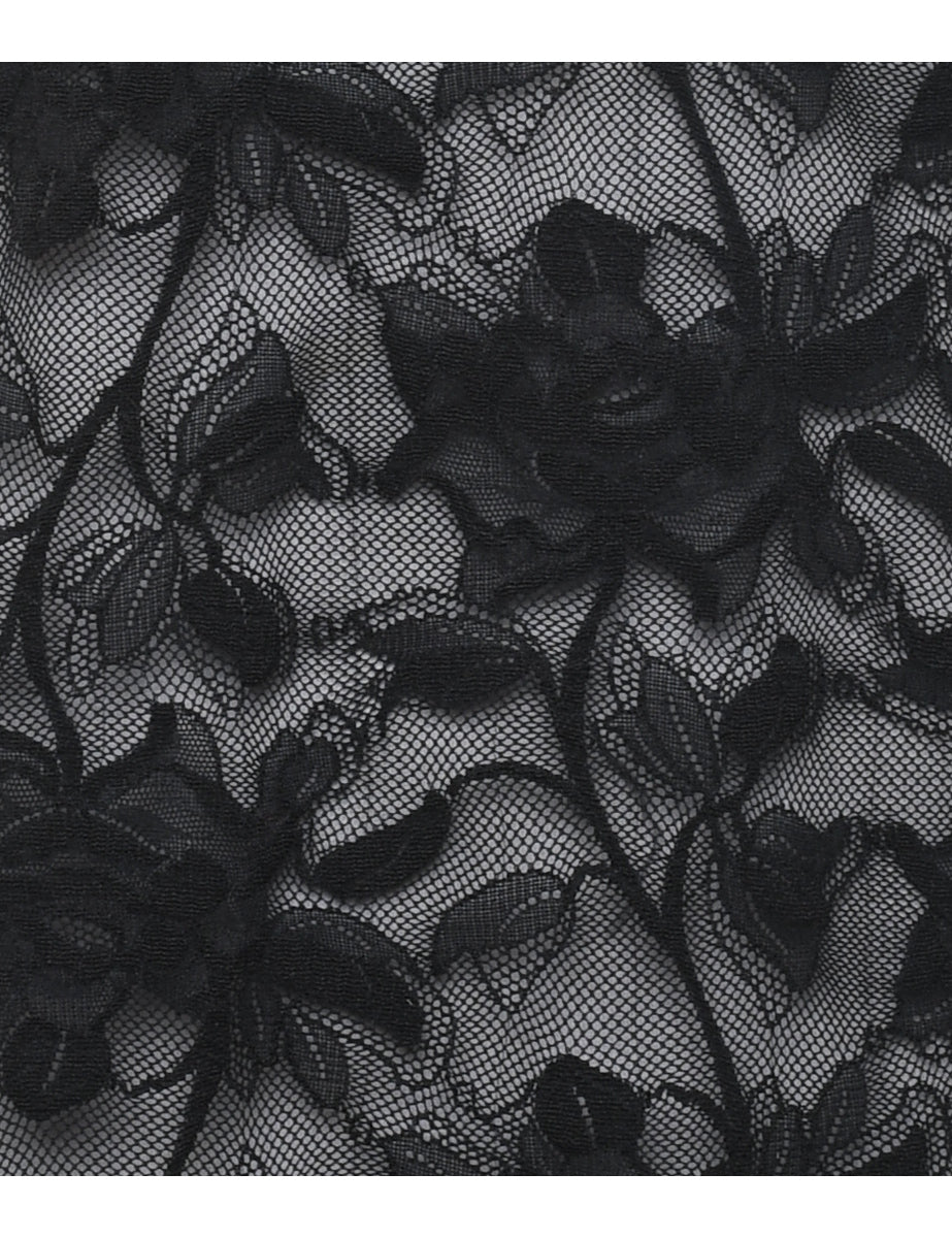 Floral Lace Sheer Slip Dress - L