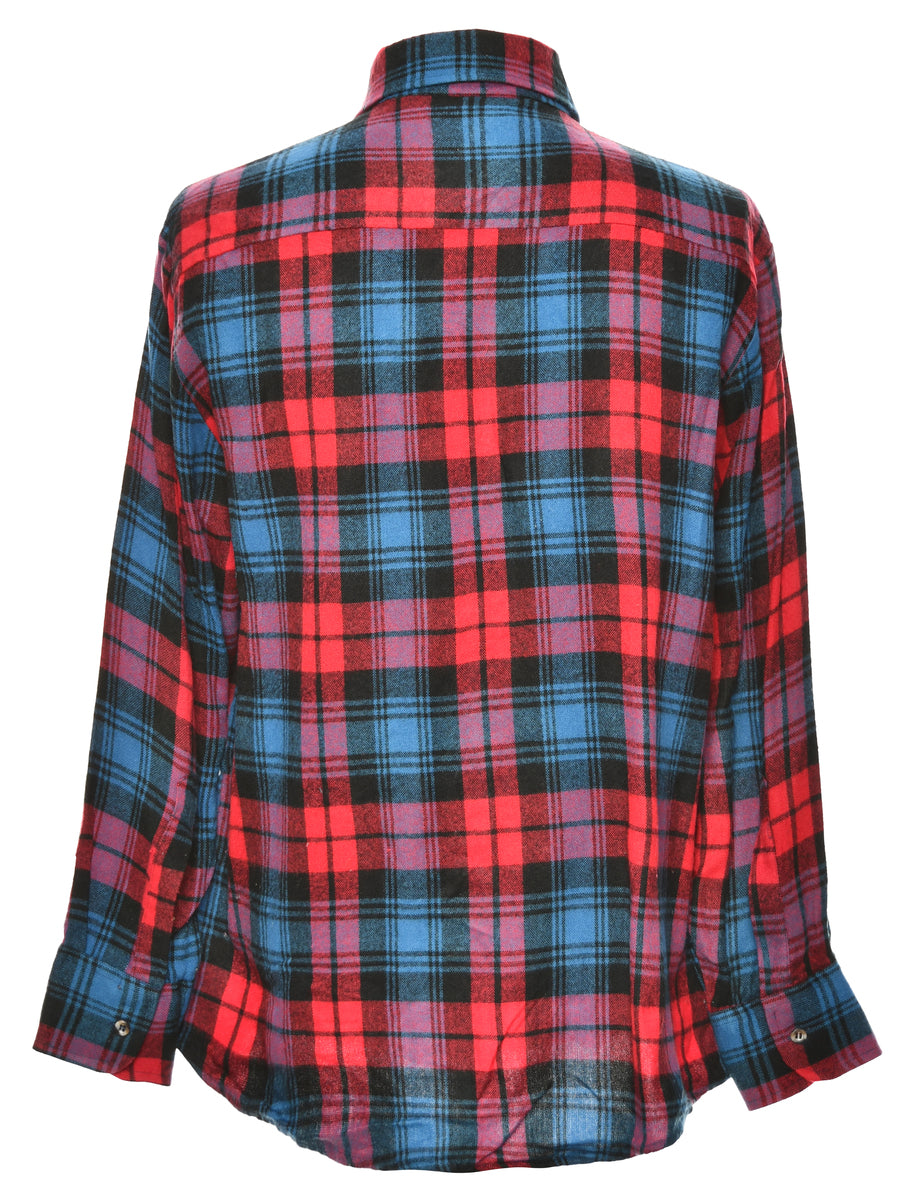 Long Sleeved Red Checked Shirt - L