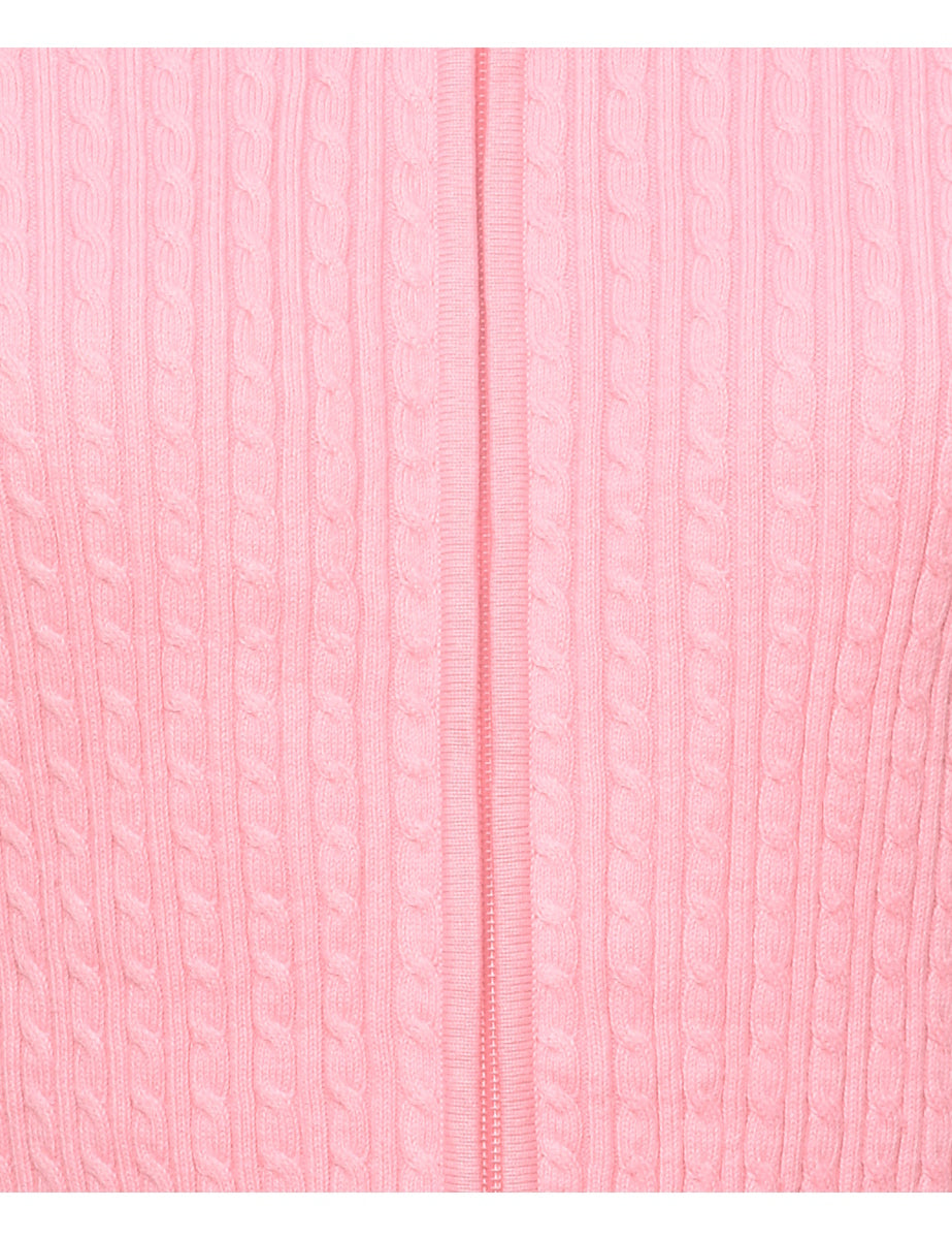 Cable Knit Hooded Cardigan - S