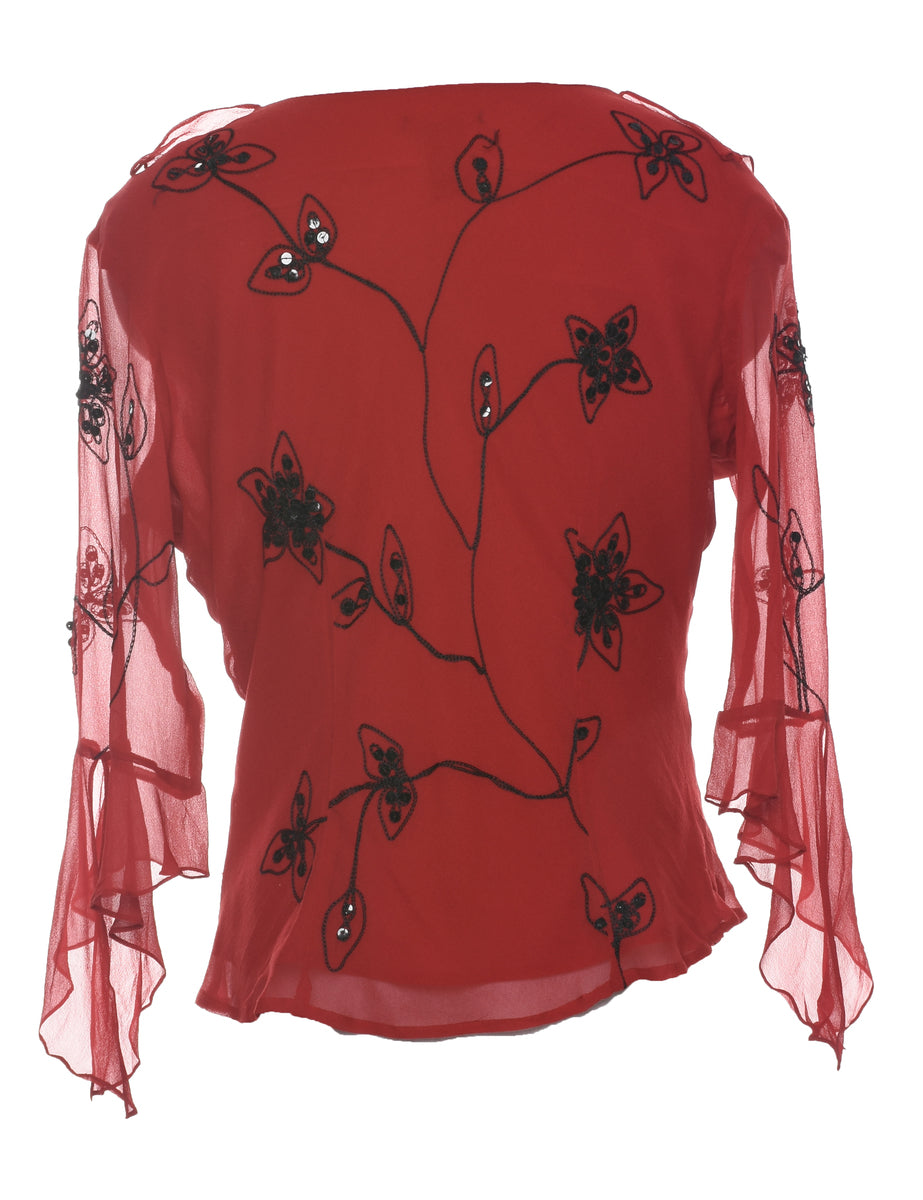 Silk Red Top - L