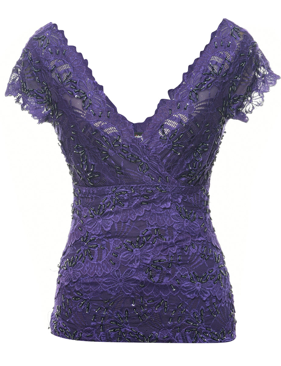 Floral Lace Evening Top - XS