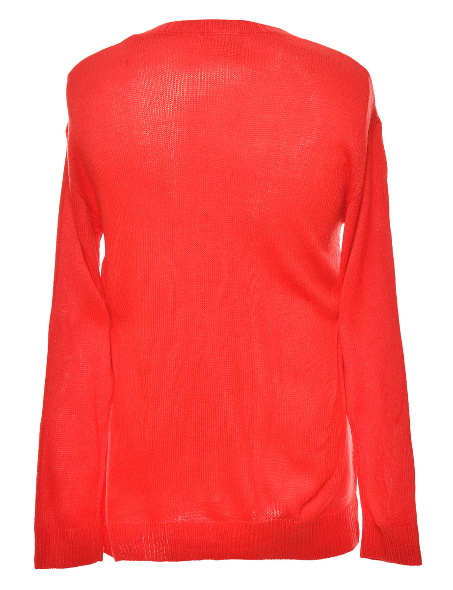 Embellished Red Christmas Jumper - S