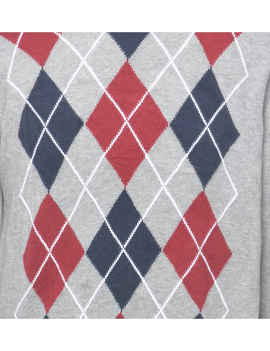 Cherokee Argyle Grey Jumper - L