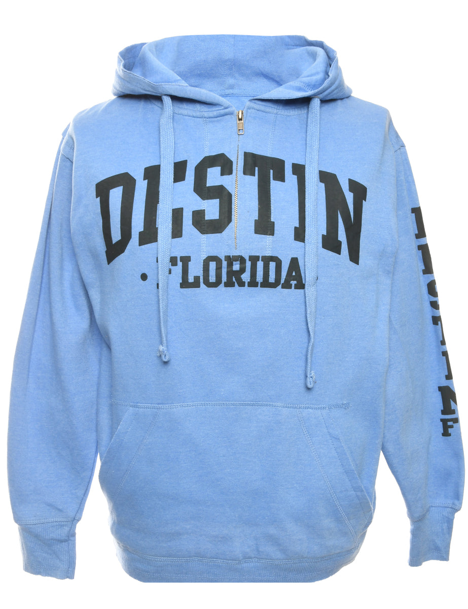 Blue Printed Hoodie - M