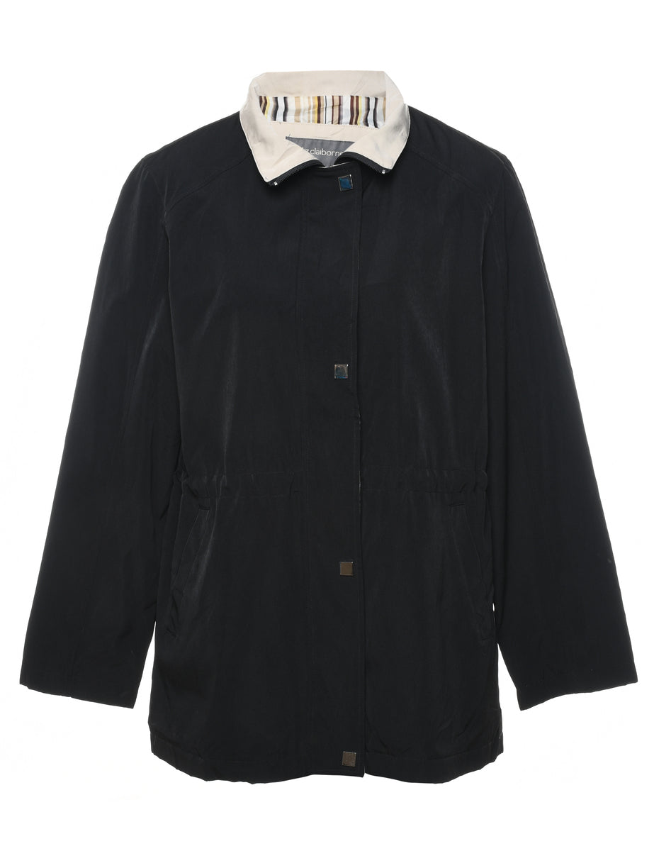 Liz Claiborne Black Contrast Collar Nylon Jacket - L