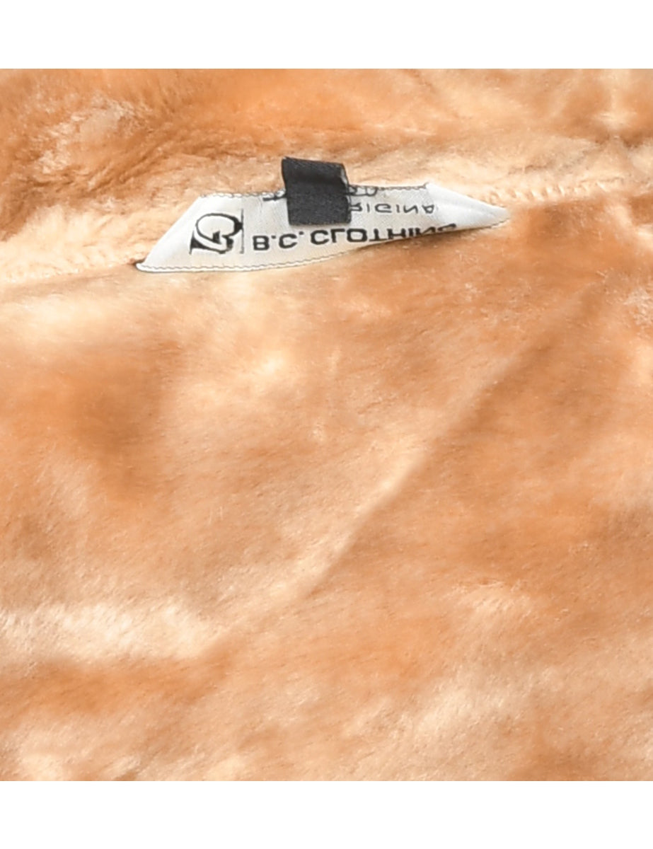 Faux Fur Lining Midi Length Coat - L