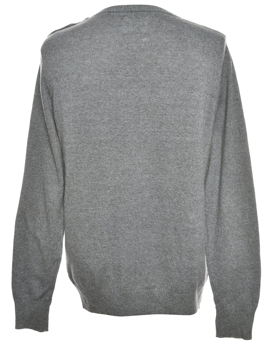 Long Sleeved Grey Knit Jumper - L
