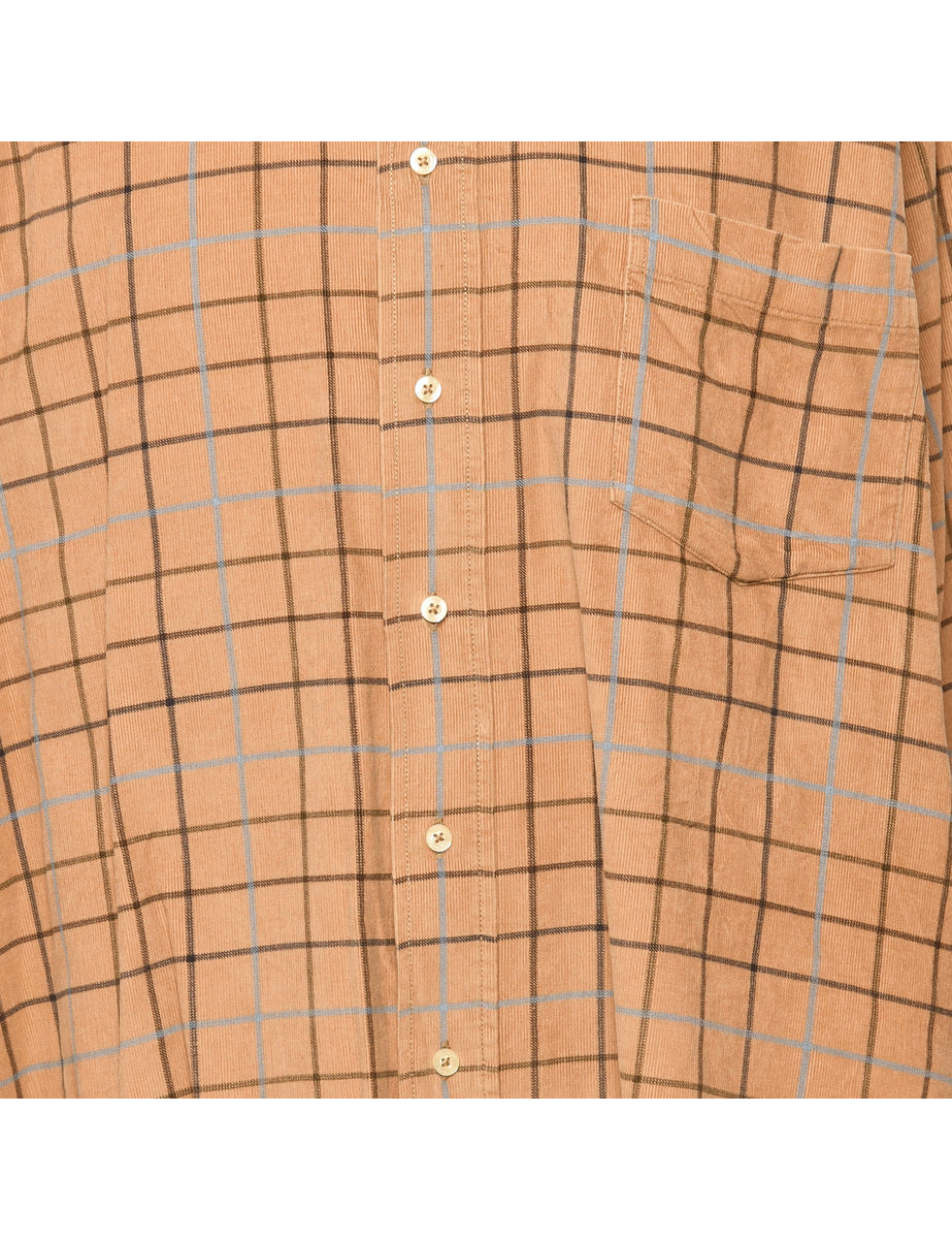 Corduroy Beige & Black Checked Shirt - XL