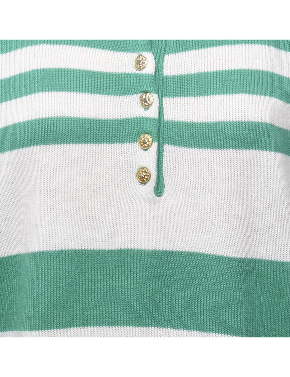 Striped Turquoise Jumper - L