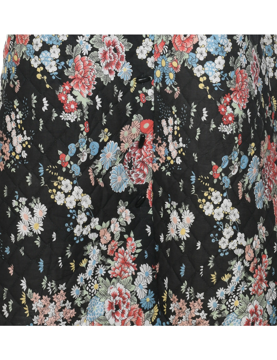 1970s Floral Pattern Midi Skirt - S