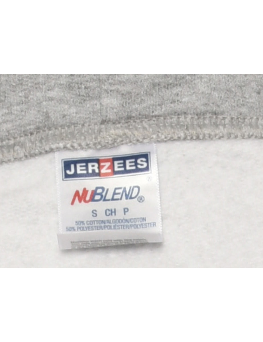 Grey Jerzees Printed Hoodie - L