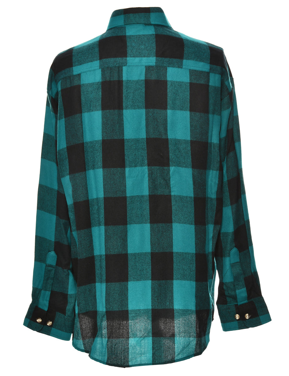 Long Sleeved Blue Checked Shirt - XL