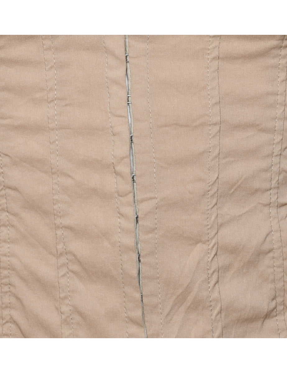 Light Brown Lace Edged Top - L