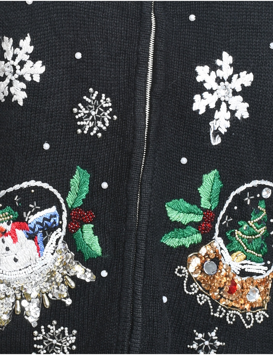 Snowfall Design Christmas Cardigan - S