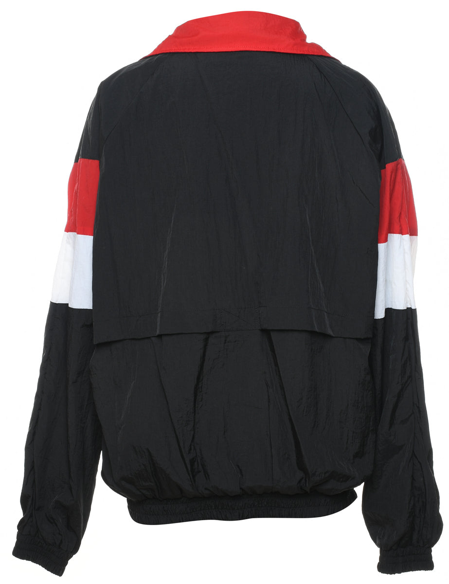 Black, White & Red Contrast Panel Nylon Jacket - M
