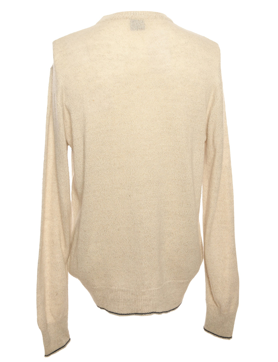 Off-White & Black Striped Knit Jumper  - M