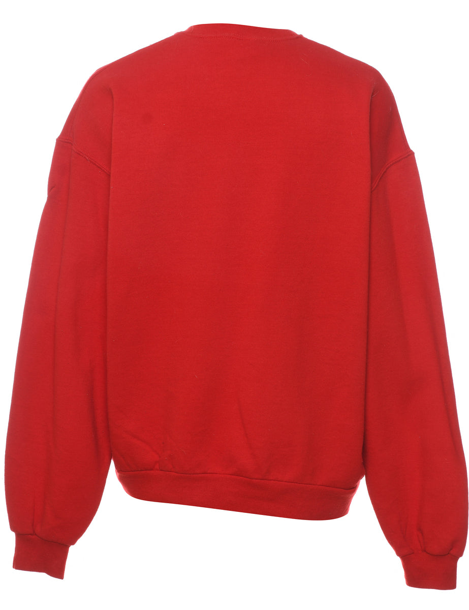 Red North Pole Patrol Printed Sweatshirt - L