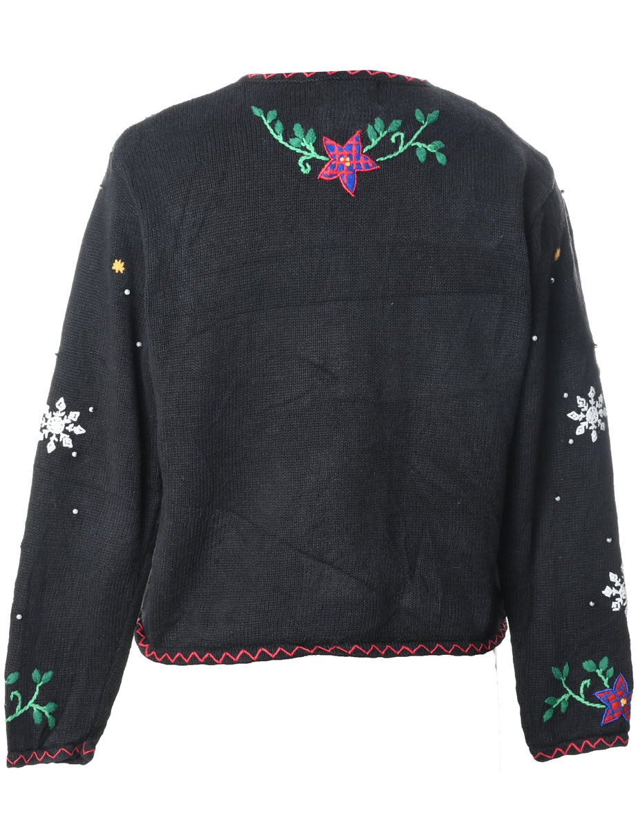 Festive Print Christmas Cardigan - M