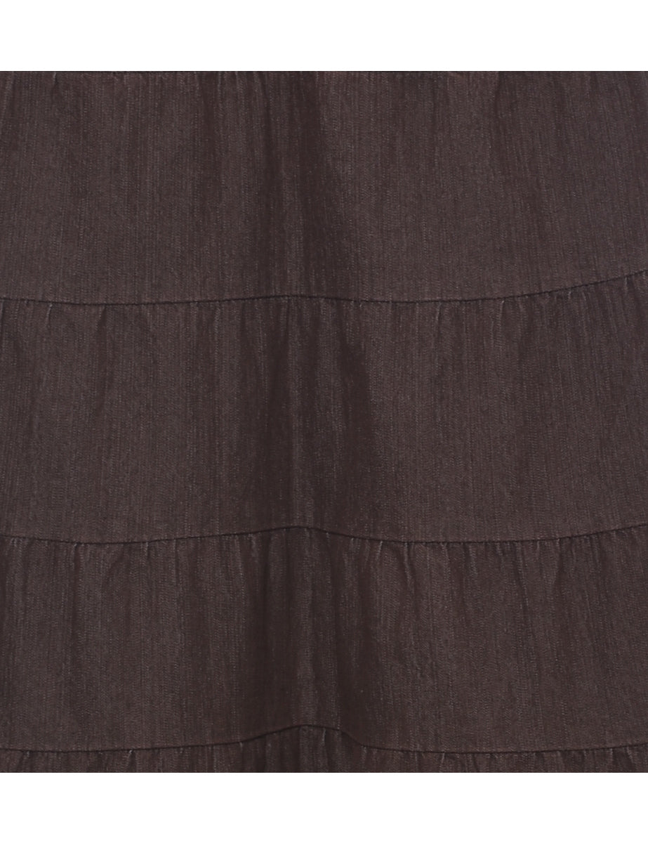 Brown Denim Skirt - M
