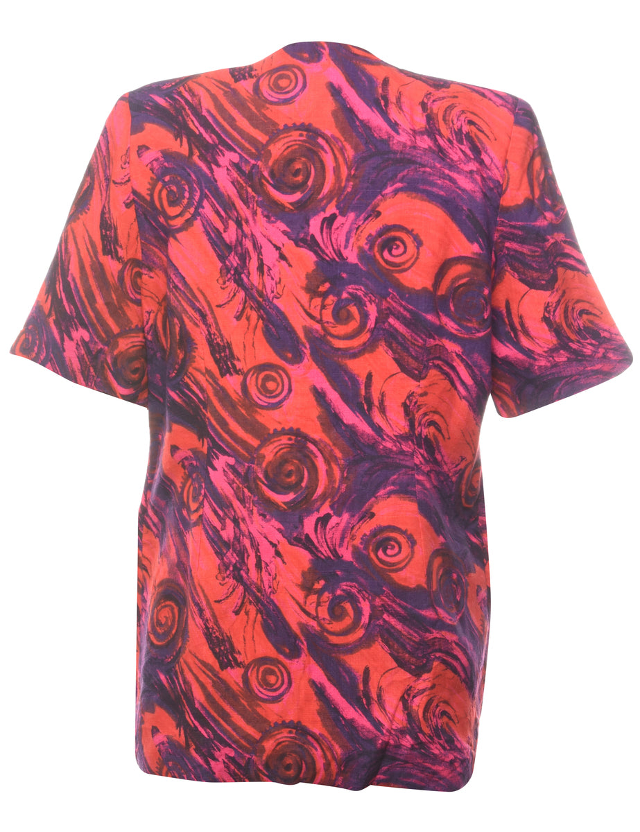Abstract Print 1980s Jacket - L
