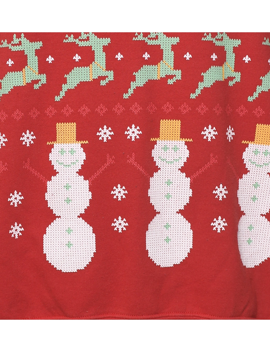 Snowman Christmas Sweatshirt - L