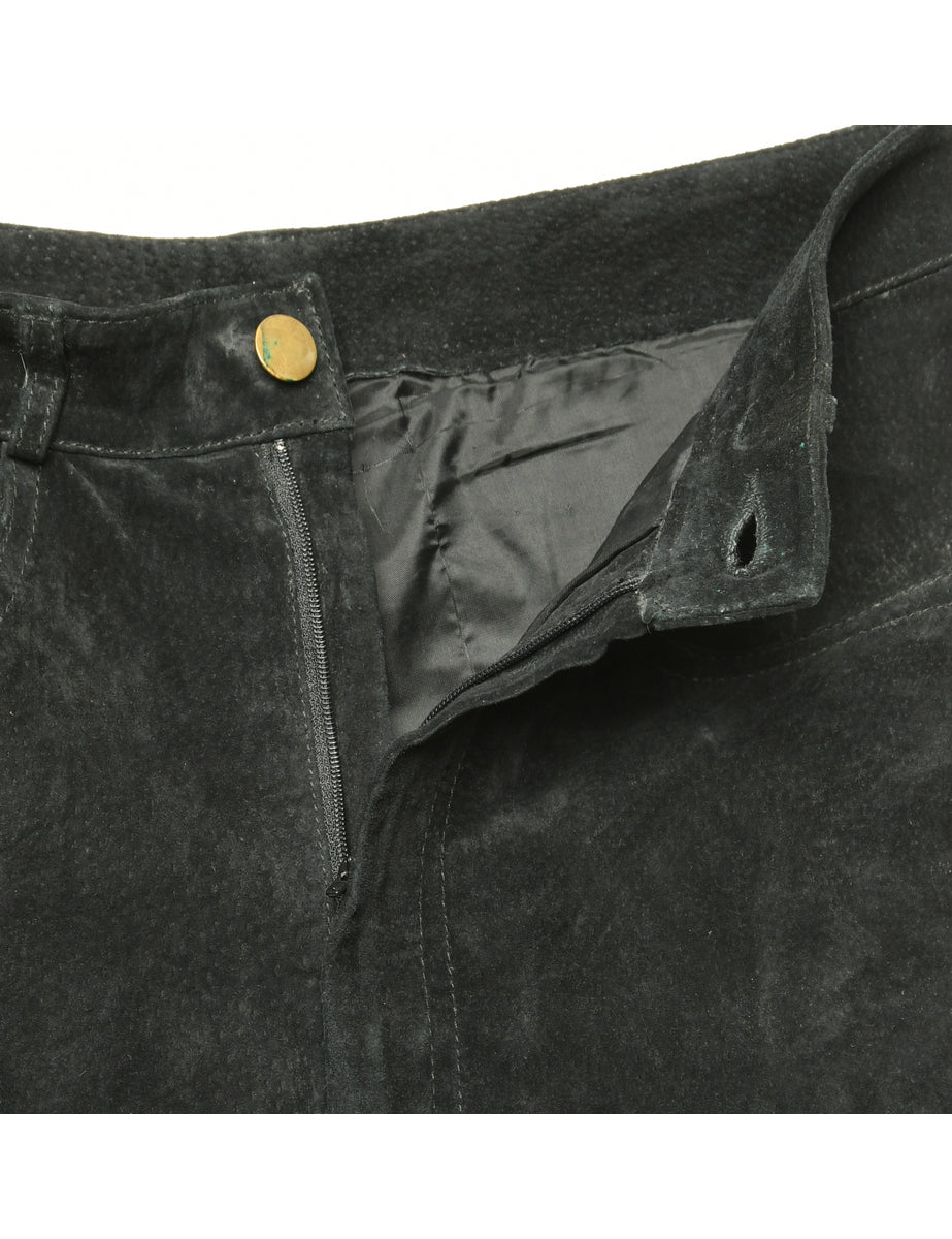 Black Suede Trousers - W28 L31