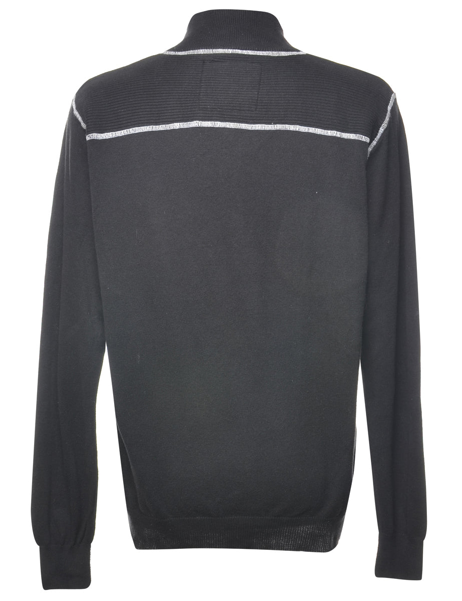 Quarter Zip Argyle Jumper - L