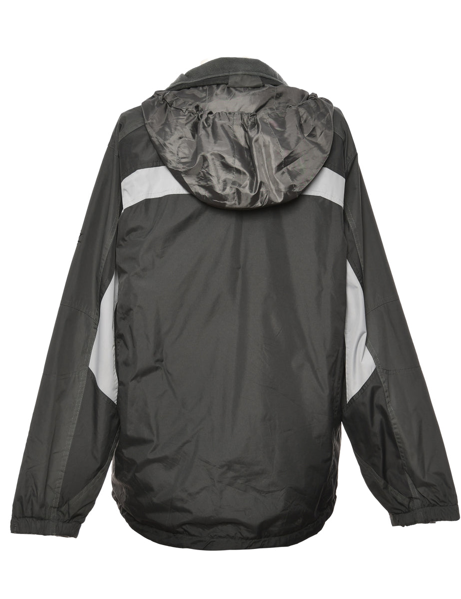 Black & Grey Contrasting Hooded Mountaineering Jacket - L