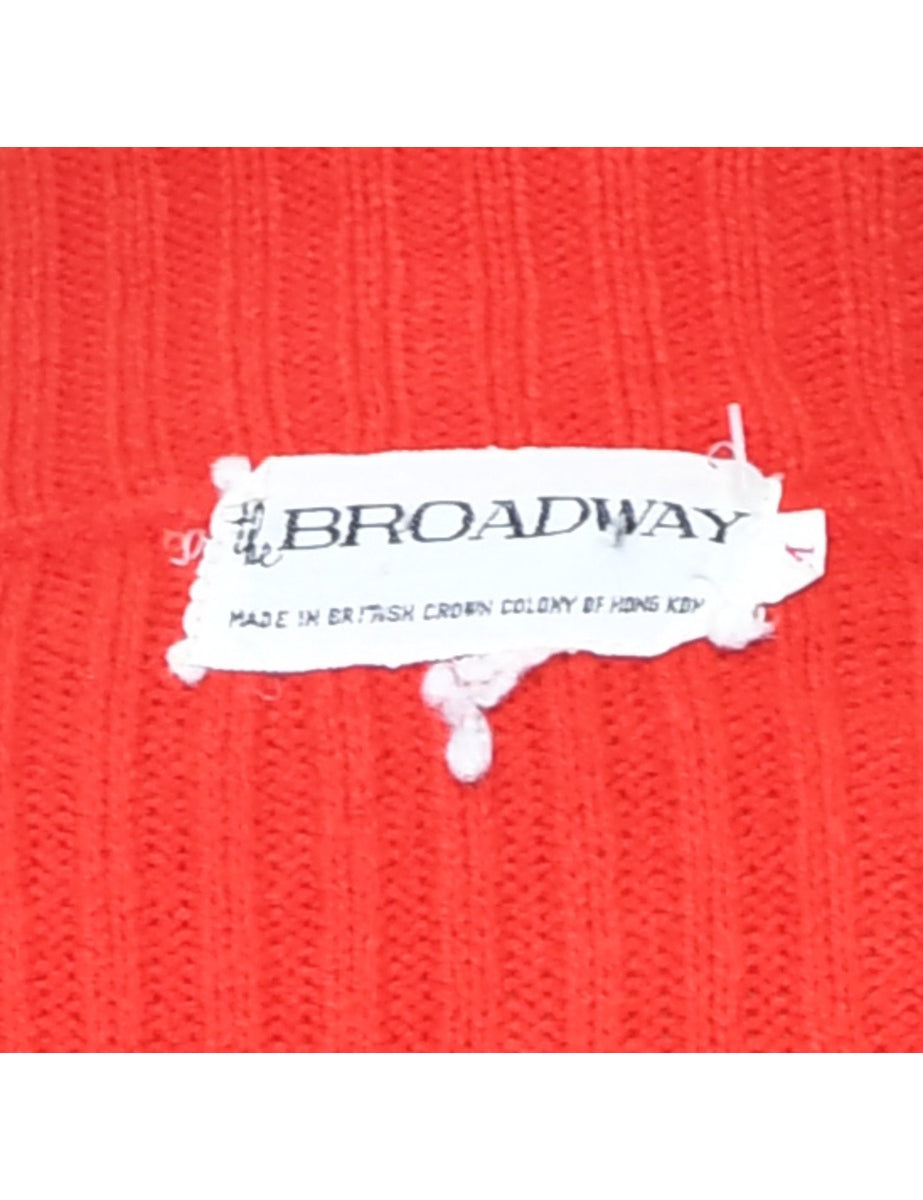 Button Through Red Cardigan - M