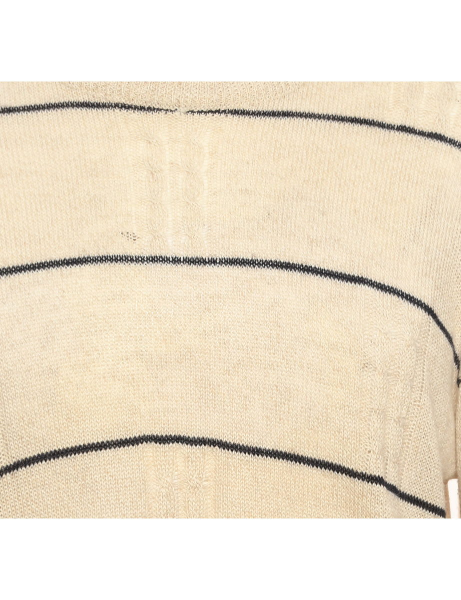 Off-White & Black Striped Knit Jumper  - M