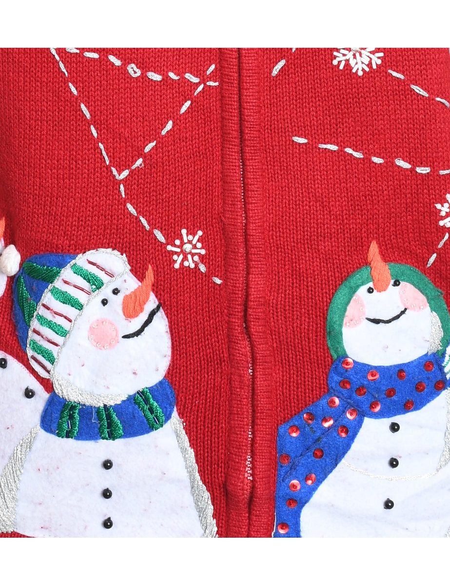 Snowman Christmas Cardigan - M