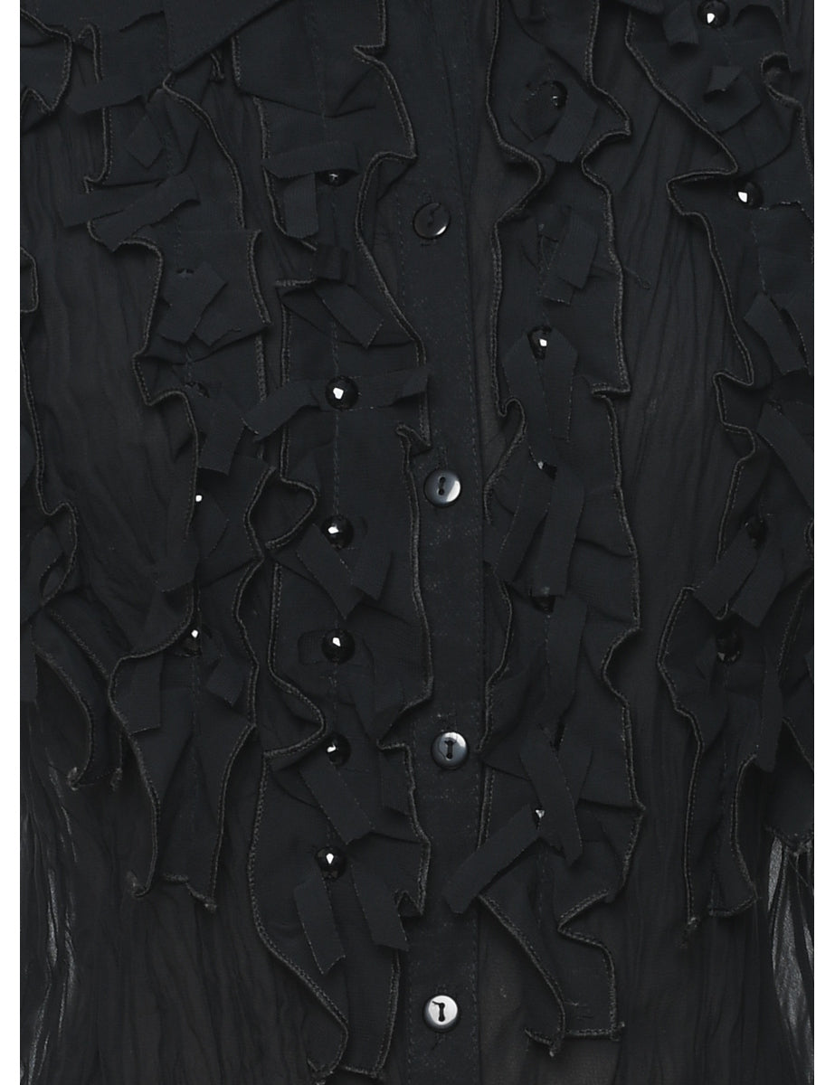 Frilly Black Evening Shirt - L