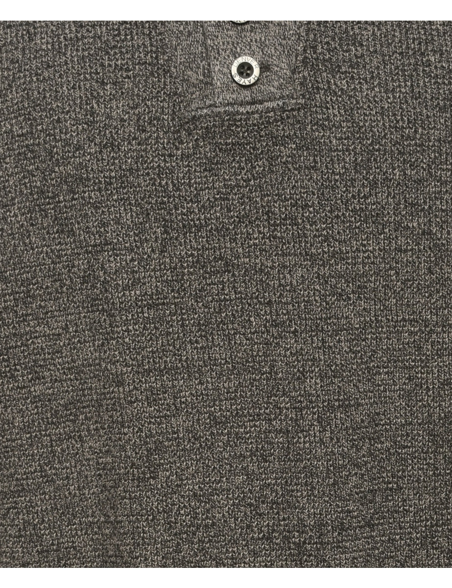 Button Through Dark Grey Jumper - L