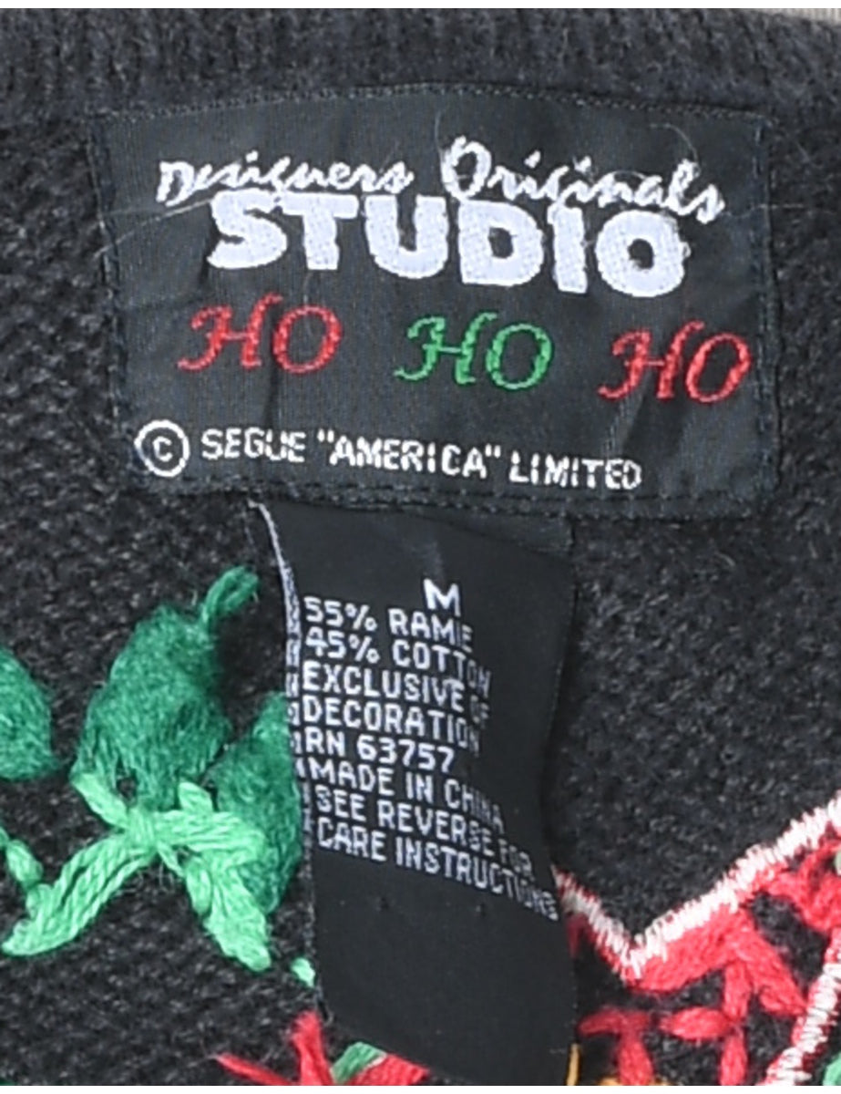 Festive Print Christmas Cardigan - M